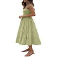 thumbnail image 3 of PENGXIANG Femme Été Boho Midi Robe Été Froncé Sans Manches Cravate Sangle Smocked Tiered A-Line Robe Fluide Bleu Clair S, 3 of 8