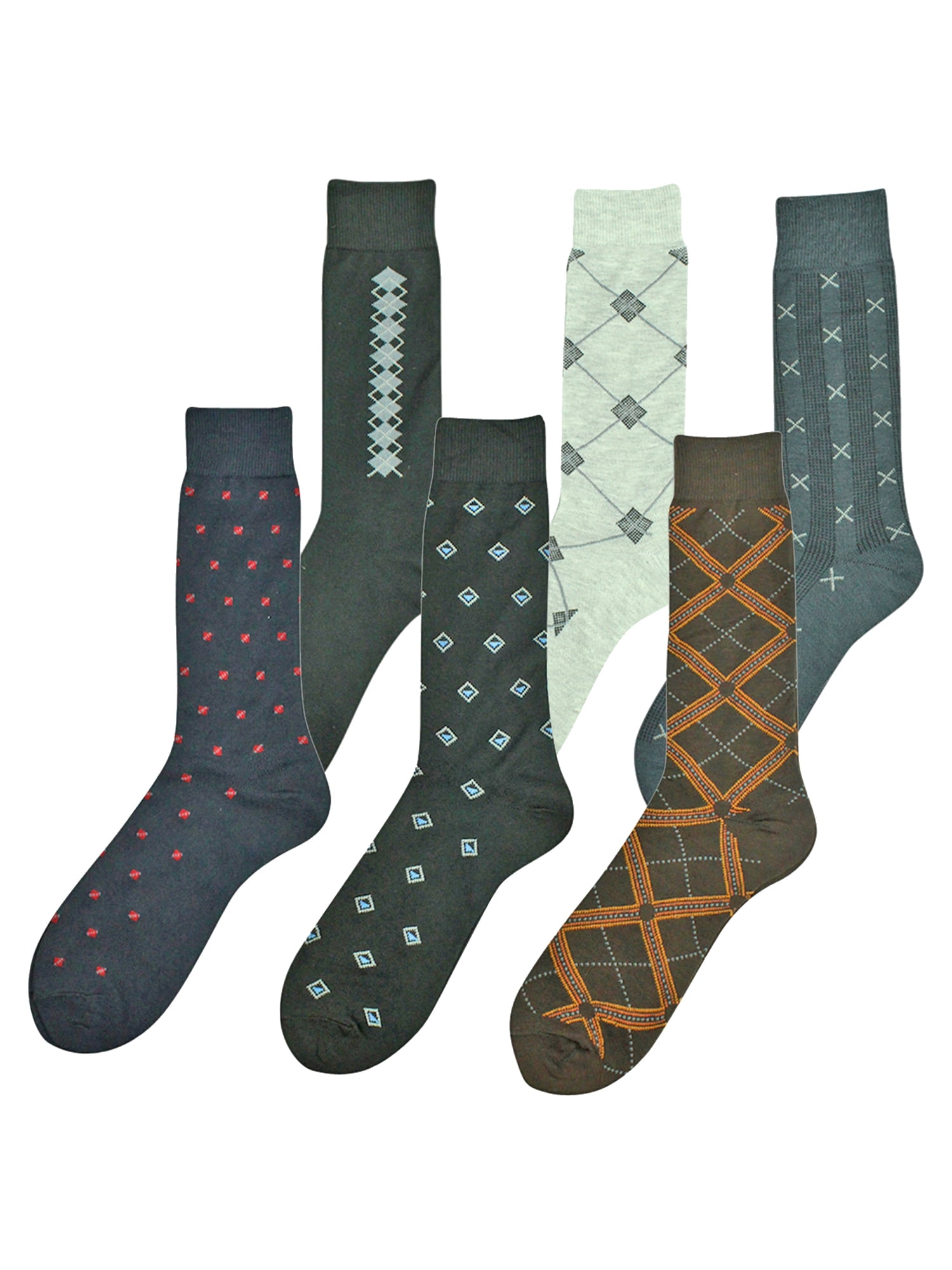 Luxury Divas Men's Assorted 6 Pack Designed Dress Socks