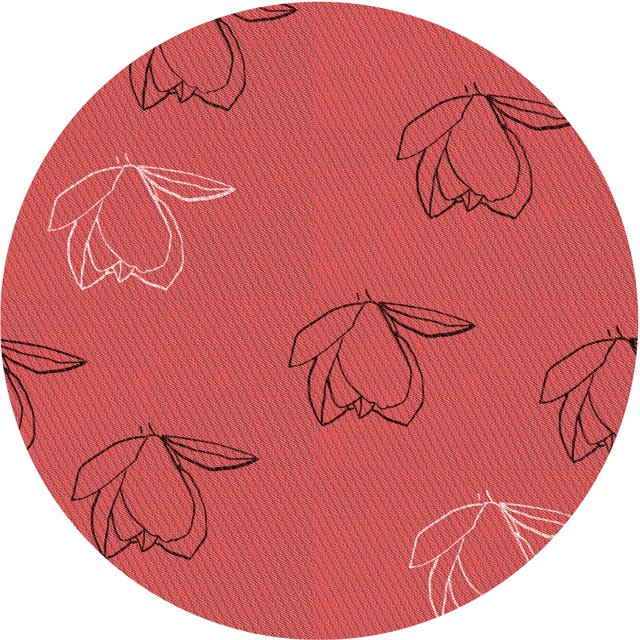 Ahgly Company Tapis d'Intérieur Rond Lavable en Machine Rouge Transitionnel, 4 Pieds Rond
