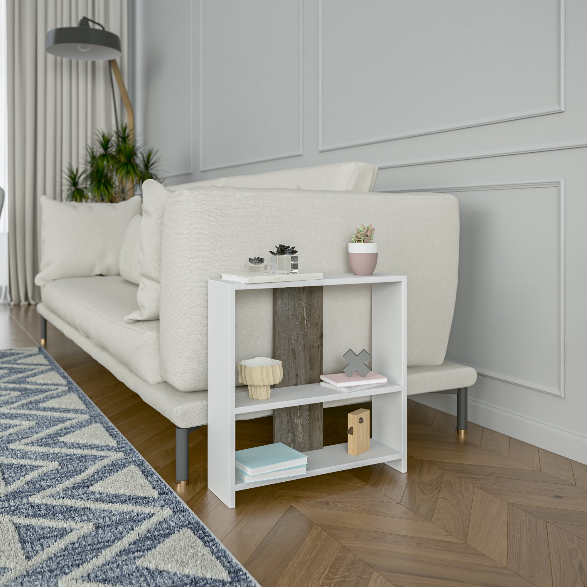 Ada Home Decor Sydney Side Table, White/Anthracite