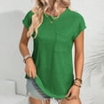 thumbnail image 4 of Scyoekwg Womens Casual Short Sleeve T Shirts Round Neck Tunic Tops Loose Lightweight Shirts Trendy Solid Color Blouses (Green,XXL), 4 of 4