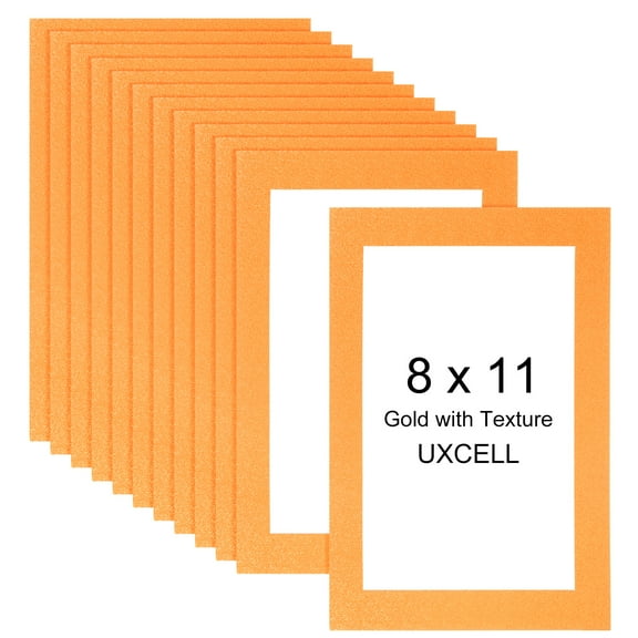 Uxcell 8 x 11" Cardboard Picture Frame, 12pcs Gold with Texture Photo Wall Display Paper Frame with Clear Film for Children's Drawing Artwork Display Gallery Wall Frame Exhibition