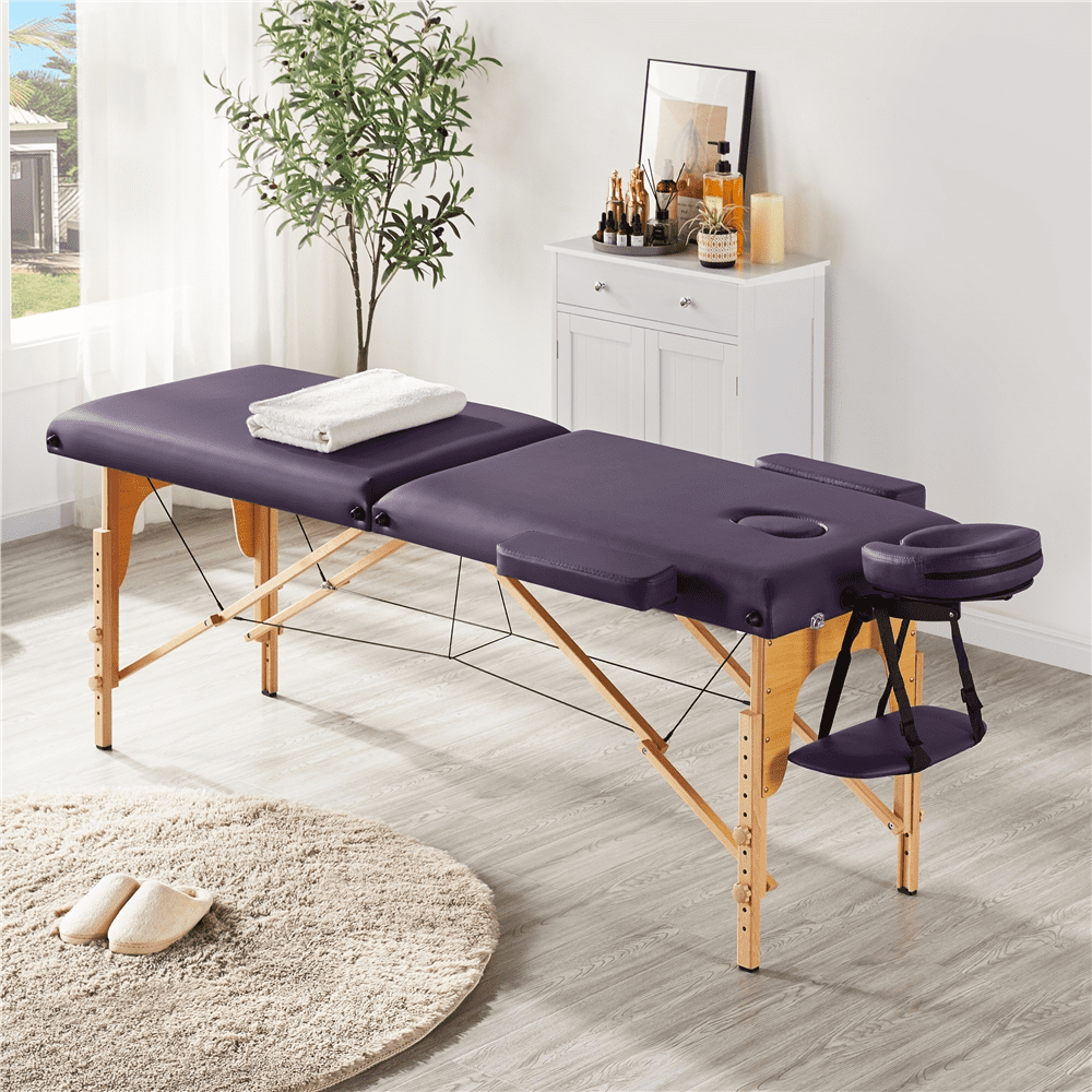 Renwick Adjustable Massage Bed with Headrest and Armrest, Lavender