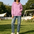 thumbnail image 5 of Women's Full Zip Hoodie Thicked, Oversized Long Sleeve Hooded Sweatshirt with Pockets, Womens Zip Up Hoodies with Hoods, Pink, XL, 5 of 6