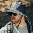 thumbnail image 4 of NUZYZ Men Summer Sun Hat Windproof Strap Wide Brim Anti UV Sun Foldable Portable Gardening Fishing Travel Cap Outdoor Fisherman Hat, 4 of 8