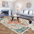 thumbnail image 3 of Findosom 5'x7' Vintage Boho Area Rug, Machine Washable Rugs Non Slip Distressed Indoor Rug,Large Retro Area Rug Floor Carpet for Bedroom Dining Room Entryway Office Decor,Orange, 3 of 9