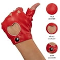 thumbnail image 6 of Skeleteen Fingerless Biker Jazz Gloves - 80s Style Gothic Red Faux Leather Punk Biker Gloves with Heart Cutout for Women and Kids, 6 of 8