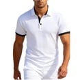 thumbnail image 2 of Mens Jacquard Shirts Casual Button Collared Short Sleeve Polos Stretch Comfy Daily Pullover Shirts,Sizes S-3XL, 2 of 8