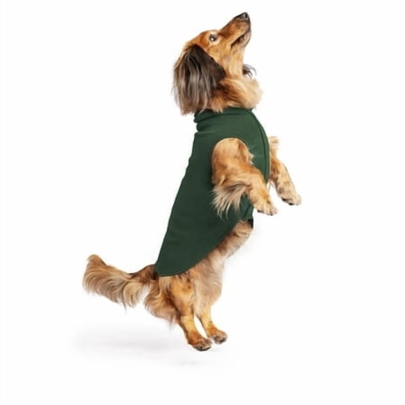 Gold Paw Stretch Fleece Dog Coat Stretchy Pet Sweater Machine Washable Pullover For Winter And Fall Hunter Green 12