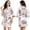 White, variant on WBQ Women's Floral Short Satin Bridesmaid Robes Silky Bride Robes Getting Ready M-XXL Size