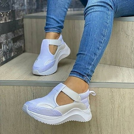 

Casual Single Shoes Women s Thick-soled Flying Woven Sneakers