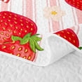 thumbnail image 5 of spefrowx Kawaii Strawberry Bow Print Twin Quilt Set for Girls, Pink Stripe Floral Twin Coverlet Set, 2 Pieces, 5 of 7