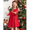 thumbnail image 6 of Arshiner Girls Dresses Puff Long Sleeve Fall Winter Formal Party Belted Dress with Pockets, 6 of 6
