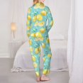 thumbnail image 5 of Kll Yellow Lemon Print Women'S Long Sleeve Pajamas With Pants Sleepwear Loungewear 2 Set-Medium, 5 of 9