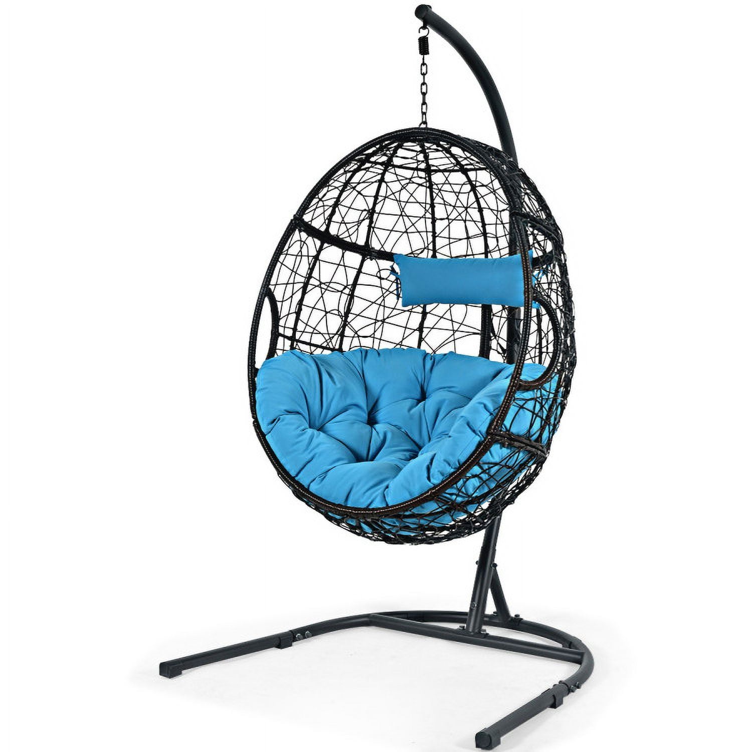 Aimee Lii Hanging Cushioned Hammock Chair with Stand, Patio Swing Chair, Blue