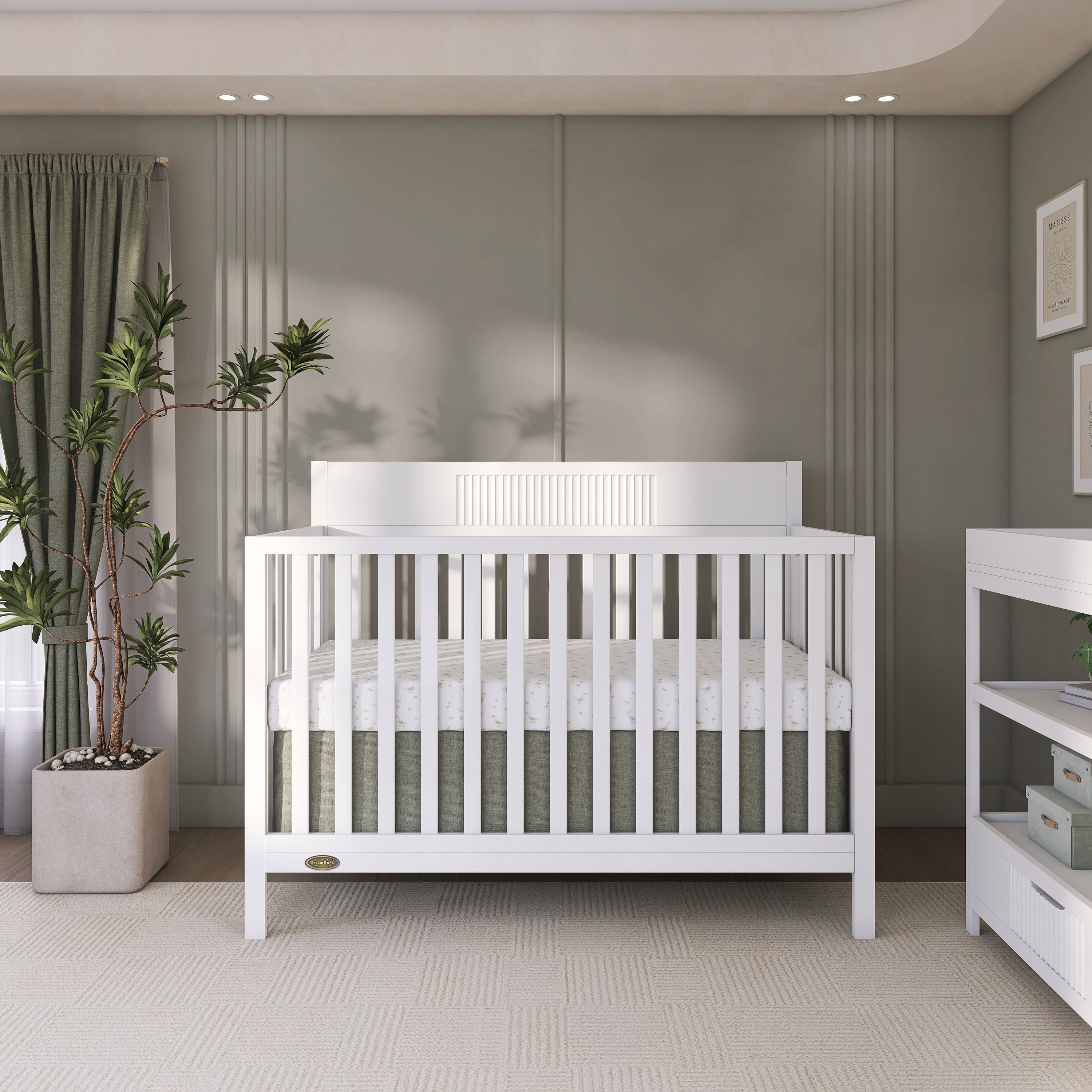 Nursery Bundle, Dream On Me Ivy 5 in 1 Convertible in White and Crib & Toddler Mattress Bundle