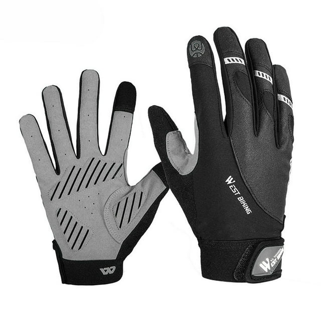WEST BIKING Cycling Gloves Full Finger Bicycle Gloves Biking Gloves Breathable Shock-Absorbing Anti-Slip Gloves Support Screen Touching for Riding Climbing Fishing, M