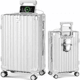 thumbnail image 6 of JaxShark 24‑Inch Hardside Checked Luggage with USB Charging Port & Cup Holder,Silver, 6 of 8