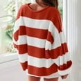 thumbnail image 4 of zaveiop Orange and White Sweater for Women Crew Neck Long Sleeve Color Block Oversized Knitted Pullover Sweaters (Orange, XL), 4 of 6