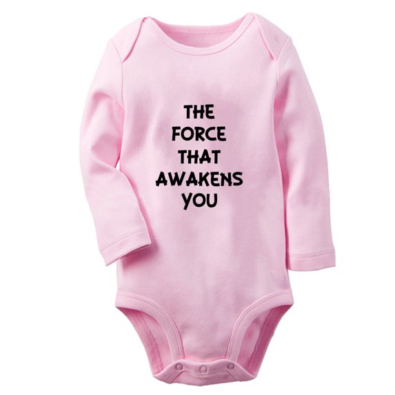 iDzn® The Force That Awakens You Funny Rompers, Newborn Baby Unisex Bodysuits, Infant Jumpsuits, Toddler Kids Long Sleeve Oufits (Pink, 6-12 Months)
