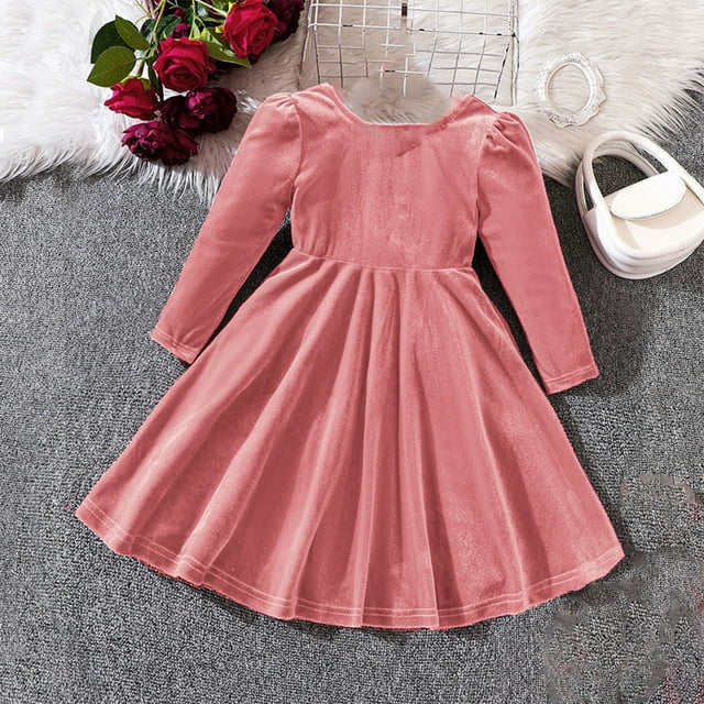 TopLLC Robes de Filles Costumes de Noël Velours Nœud Robes de Princesse de Noël Robes Nœud Robes 3-8 Ans Robe en Coton