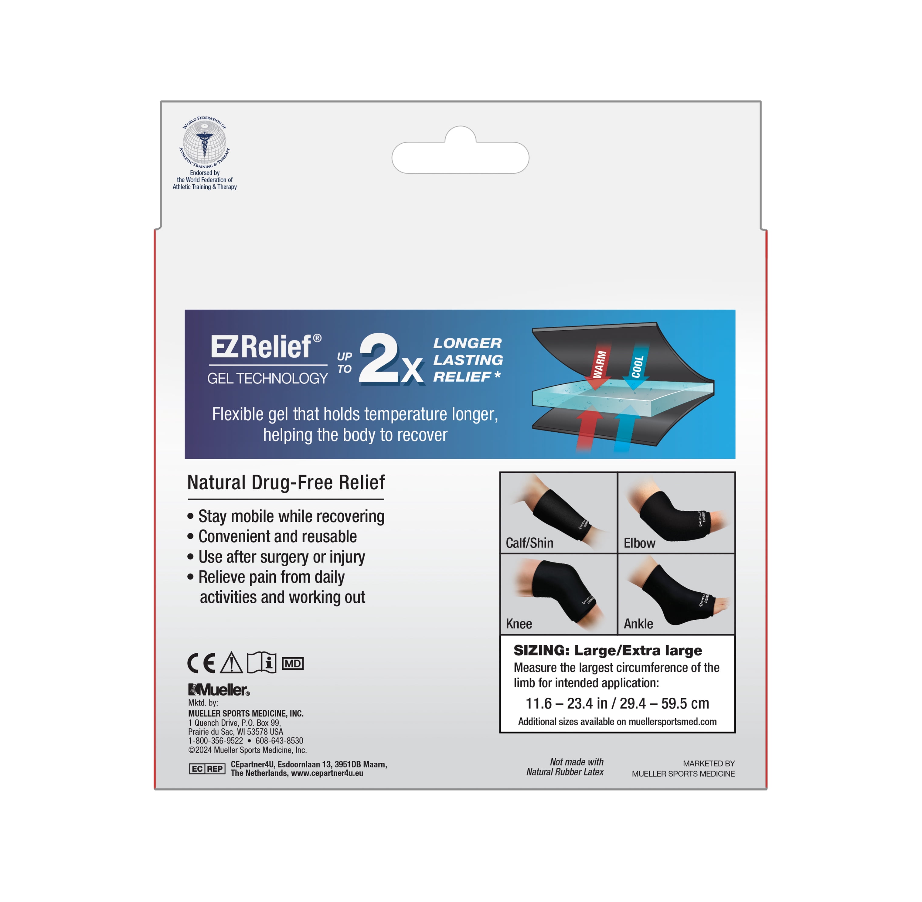 (2 pack) Mueller® EZ Relief™ Compression Sleeve, Slip On, Unisex, Large