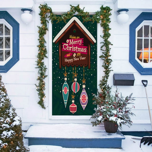 Rideau de Porte de Fête de Noël pour Réunions de Vacances et Entrée Intérieure Distinctive