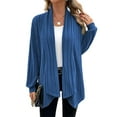 thumbnail image 3 of Women'S Cardigan Long Sleeve Asymmetrical Knit Open Front Cardigan Outwear Dark Blue XXXL, 3 of 8