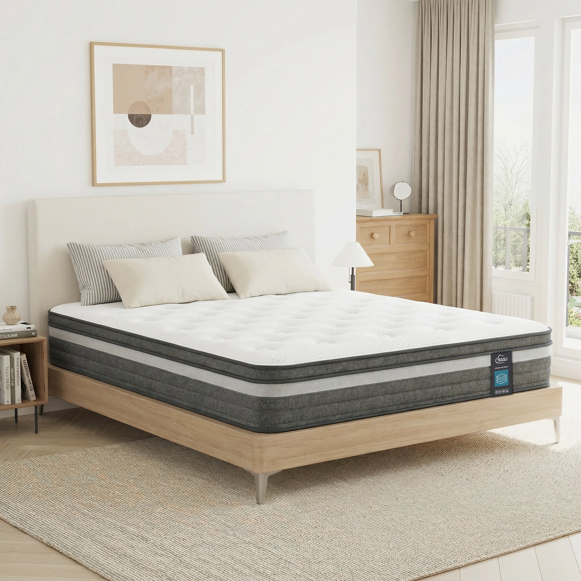 Spanspace 12" Twin Gel Memory Foam Hybrid Mattress with Pocket Springs, Medium Comfort, Pressure Relief and Motion Isolation, CertiPUR-US Certified, 100-Night Trial