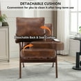 thumbnail image 4 of Bonzy Home Mid-Century Modern Accent Chair Upholstered Solid Wood Frame & Removable Cushions for Living Room Bedroom, Brown, 4 of 7