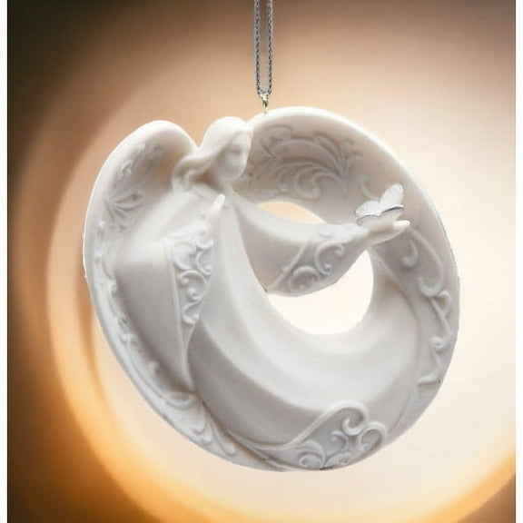 Ceramic Angel Ornament with Butterfly 3x1x3.375 Religious Gift