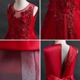 thumbnail image 6 of IDOPIP Little Big Girl Flower Tulle Bridesmaid Dress Princess Pageant Birthday Party Wedding Formal Floor Long Dance Evening Vintage Lace Maxi Gown 8-9 Years Red, 6 of 7