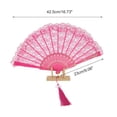 thumbnail image 2 of Unique Bargains Lace Trim Orchid with Tassel Folding Fan 1 Pc Rose Red, 2 of 5