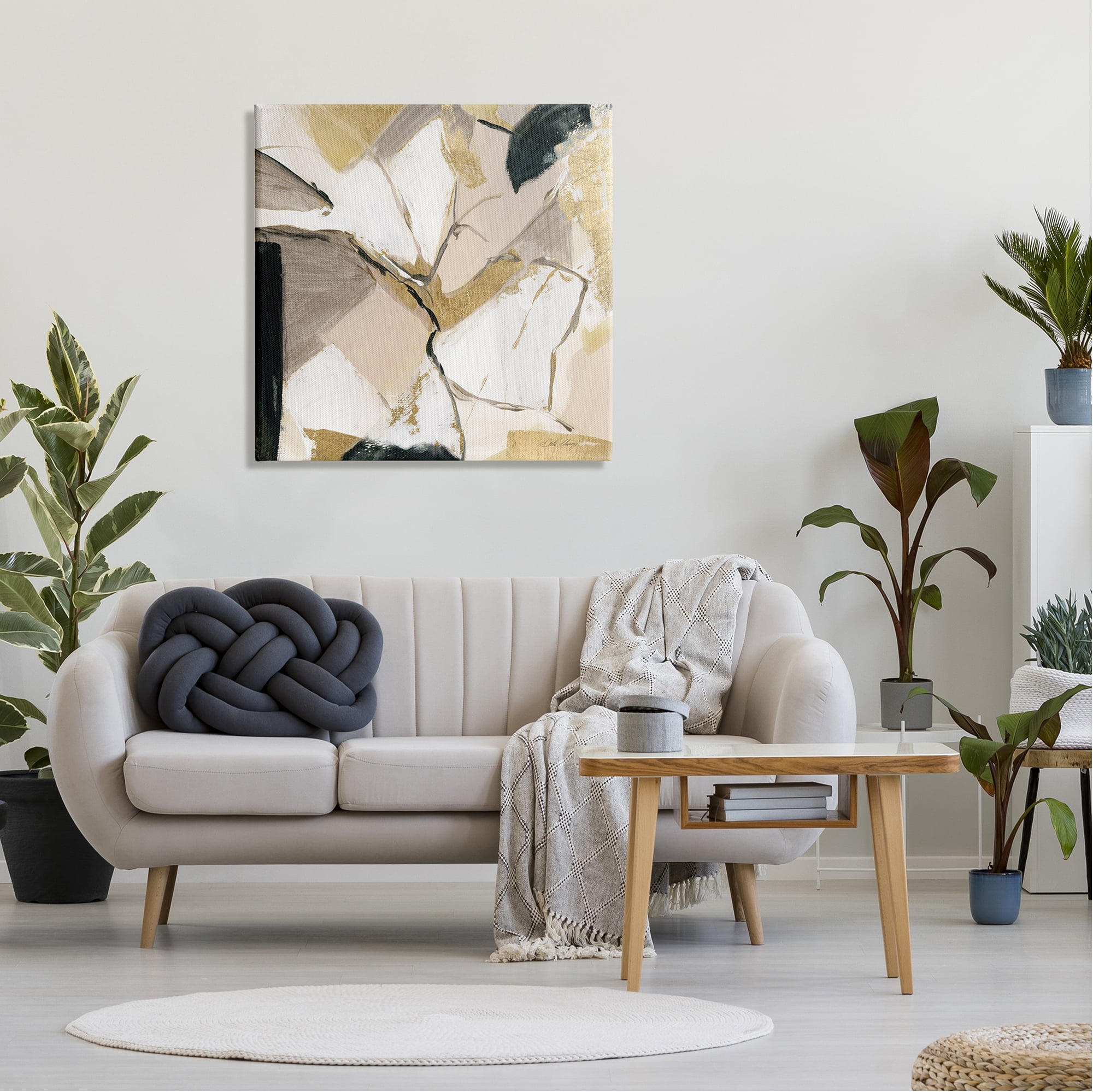 Stupell Industries Glam & Beige Abstraction Abstract Painting Gallery Wrapped Canvas Art Print Wall Art, 30 x 30