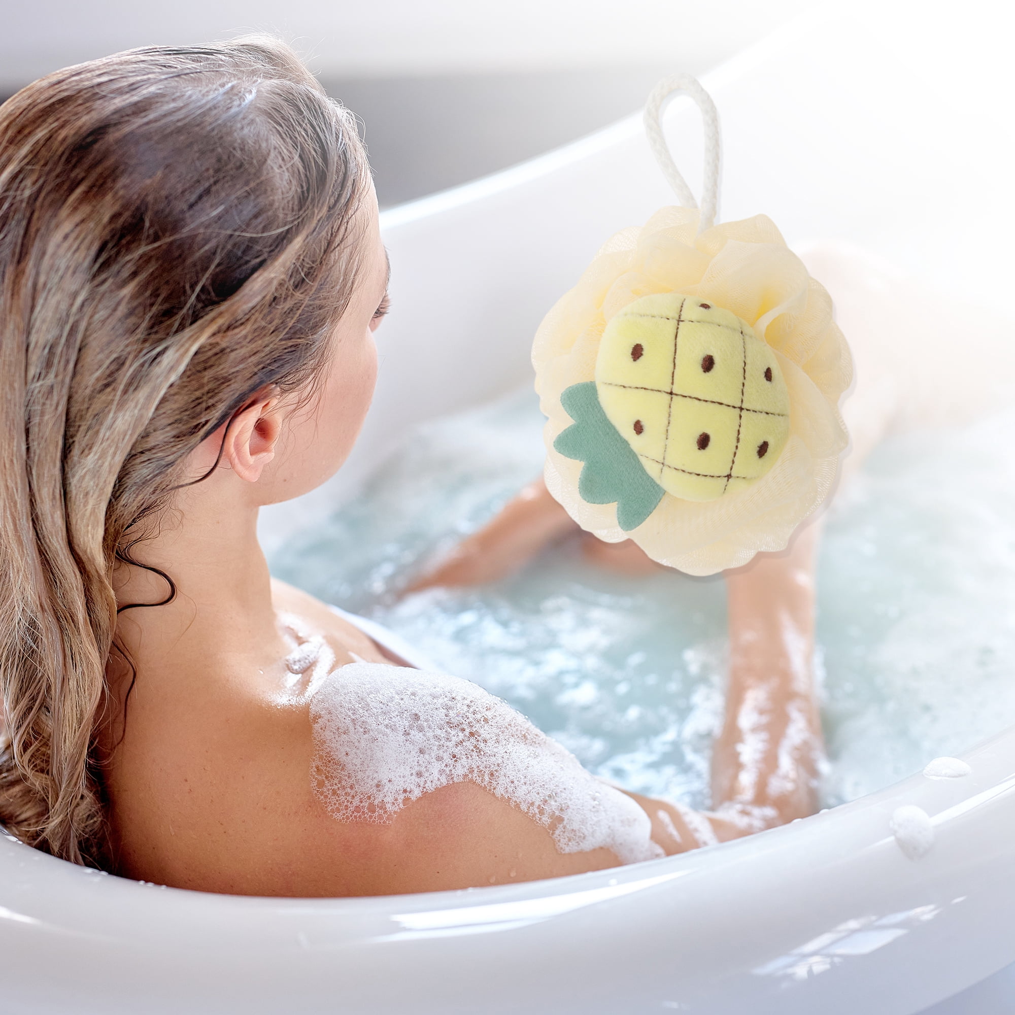 Unique Bargains Fruit Bath Shower Loofah Sponge 1 Pc Beige