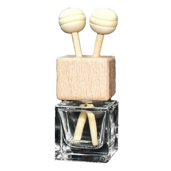 Clear Glass Car Perfume Bottle With Wooden Lid Fill With For Essential Oil