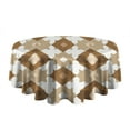 thumbnail image 5 of Beige and Brown Modern Art Geometric Round Tablecloth 60" X 60",Wrinkle Wipeable Table Cloth for Kitchen Dining Room Picnic Patio Party, 5 of 6