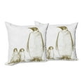 thumbnail image 6 of Ambesonne Animal Throw Pillow Cover 2 Pack, King and Penguin, 24", Olive Green, 6 of 6