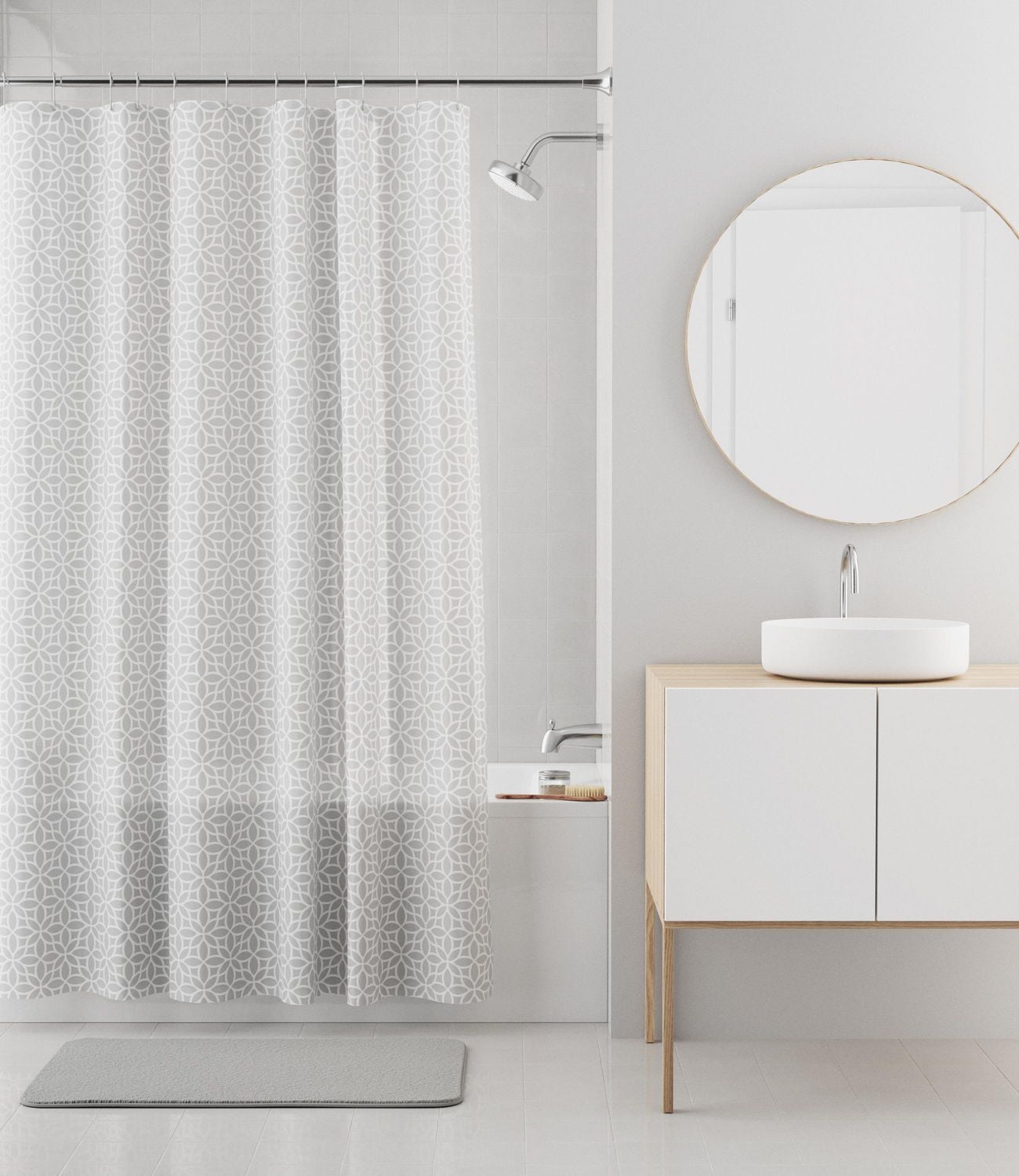 Mainstays Recycled PEVA Decorative Shower Curtain, Waterproof, Medium Weight, Assorted Designs