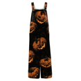 thumbnail image 4 of Women's Halloween Jumpsuits Spiderweb Candy Wide Leg Backless Funny Rompers Bat Castle Sleeveless Horror Overalls, L, 4 of 5