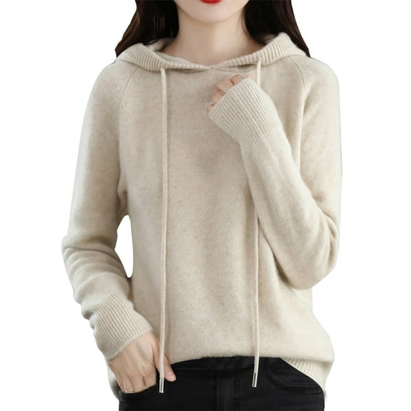 JJHGVB Hooded Sweater Women Thermal Sweater for Women Pull Over Sweaters Womens Winter Sweaters for Women Womens Sweaters Winter Women Winter Tops Warm Sweaters for Women Winter Beige L