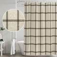 thumbnail image 4 of Linen Buffalo Check Shower Curtain Set - Small 36" x 72" Washable Bathtub Curtain with 12 Hooks, Retro Black Lines Grid Pattern Waterproof Fabric Stall Shower Curtains for Bathroom/Bathtub Décor, 4 of 6