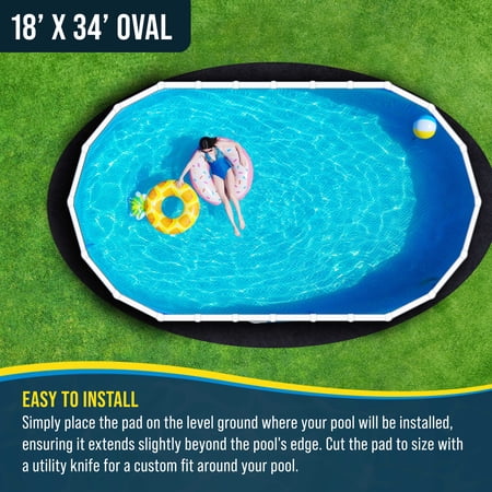 U.S. Pool Supply Armour Shield 18-Foot x 34-Foot Oval Heavy Duty Pool Liner Pad for Above Ground Swimming Pools - Protects Pool Liner, Prevents Punctures, Weed Barrier, Eco-Friendly Extends Liner Life