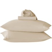 Beige Queen Sheet Sets-Luxury Hotel Style-Extra Deep Pocket Fitted Bed Sheet Set-Microfiber Bedding Sheets & Pillowcases-Soft Cooling Bedsheet 4 Piece