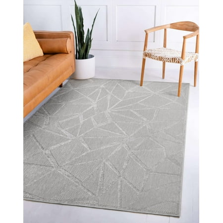 Leick Home 595744 Vennor Geometric Indoor Outdoor Area Rug Rectangle 6'7"x9'6"