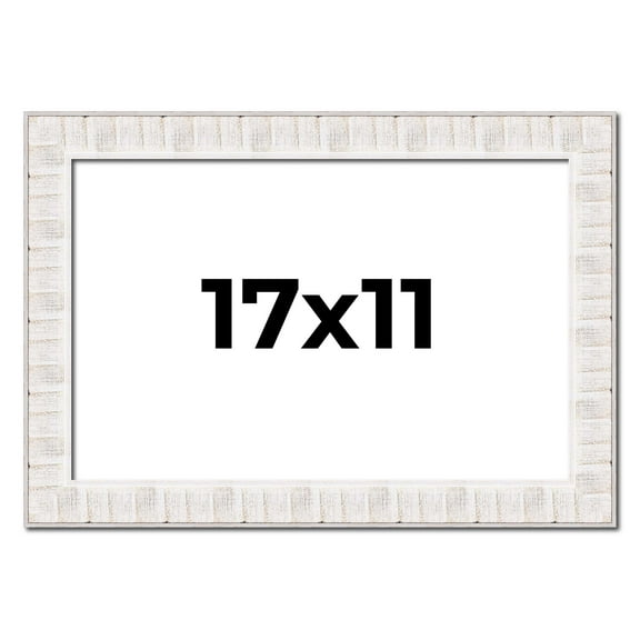 17x11 Frame White Sonoma Rustic Wood Picture Frame | 1.5 Inch Moulding Width | Complete with UV