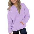 thumbnail image 5 of Atogsazn Kids Girl Oversized Hoodies Children Casual Fleece Long Sleeve Hooded Sweatshirts Fall Winter Tops Mint Purple 13-14 Years Fashion, 5 of 9