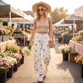 thumbnail image 5 of Barrel Jeans for Women 2026 Floral Print Wide Leg Jeans Y2k Patchwork Baggy Boyfriend Denim Pants, 5 of 8