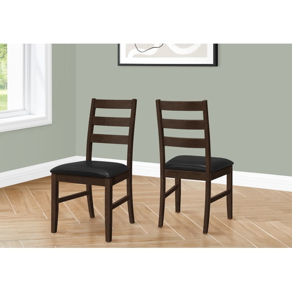 Nmkwnr Pack of 2 Upholstered Leather Dining Chair with Wood Frame, Modern Side Chair for Kitchen, Dining Room, Brown Black