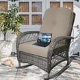 thumbnail image 6 of 1 PC Rocking Chair Outdoor,Patio Furniture Modern Rattan Chair Conversation with Cushions & Glass Table for Garden,Backyard,Bistro.Brown, 6 of 8